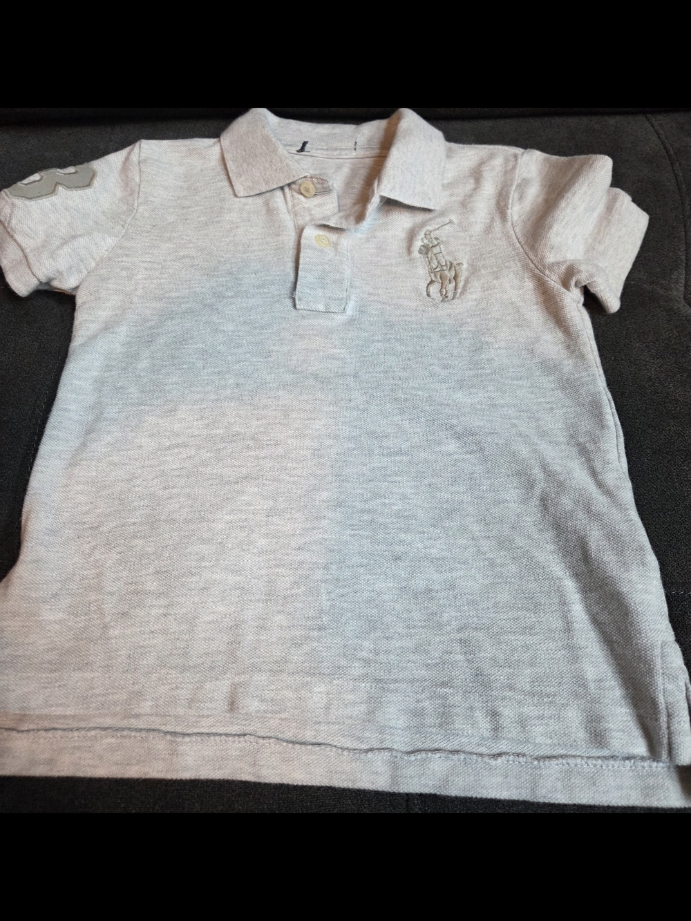 Ralph Lauren Kids Heather Gray Polo Shirt with Embroidered Pony